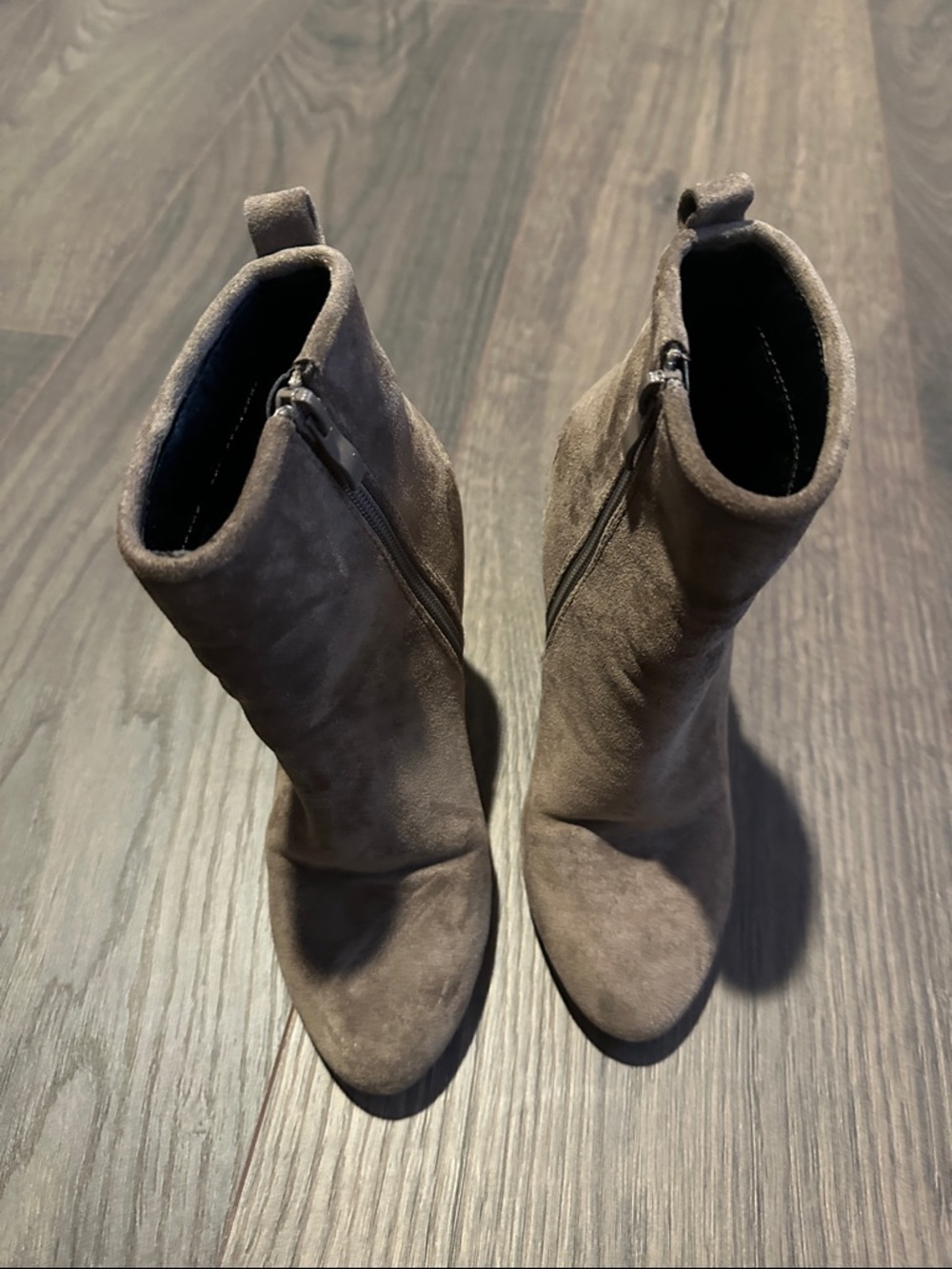 Women's Suede Mid-Calf Boot in Taupe